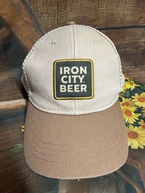 EUC Iron City Beer Trucker Cap — Beige & Brown